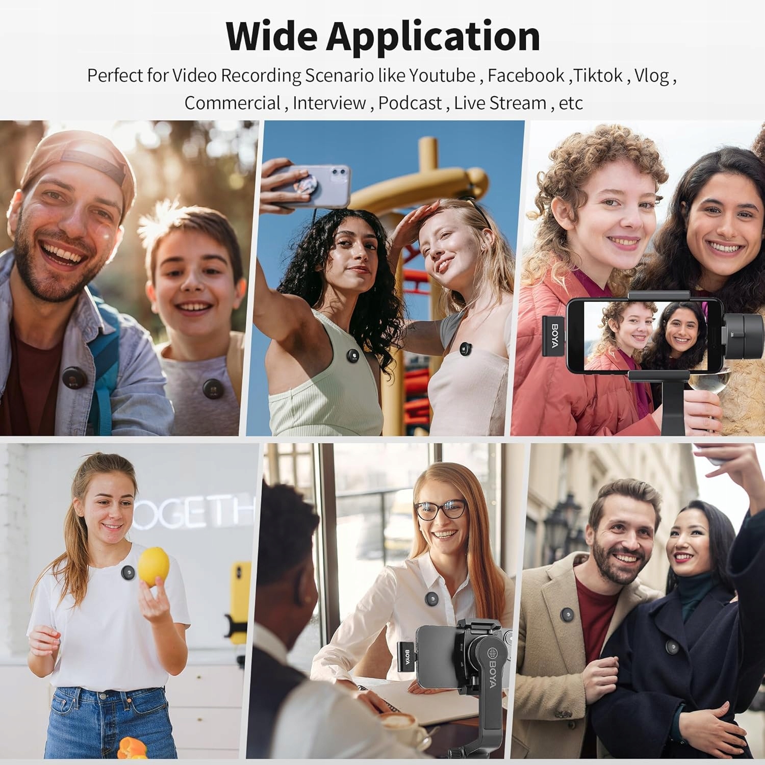 BOYA OMIC Bezprzewodowy mikrofon krawatowy, 2 w 1 dla iOS/Android Rodzaj pojemnościowy