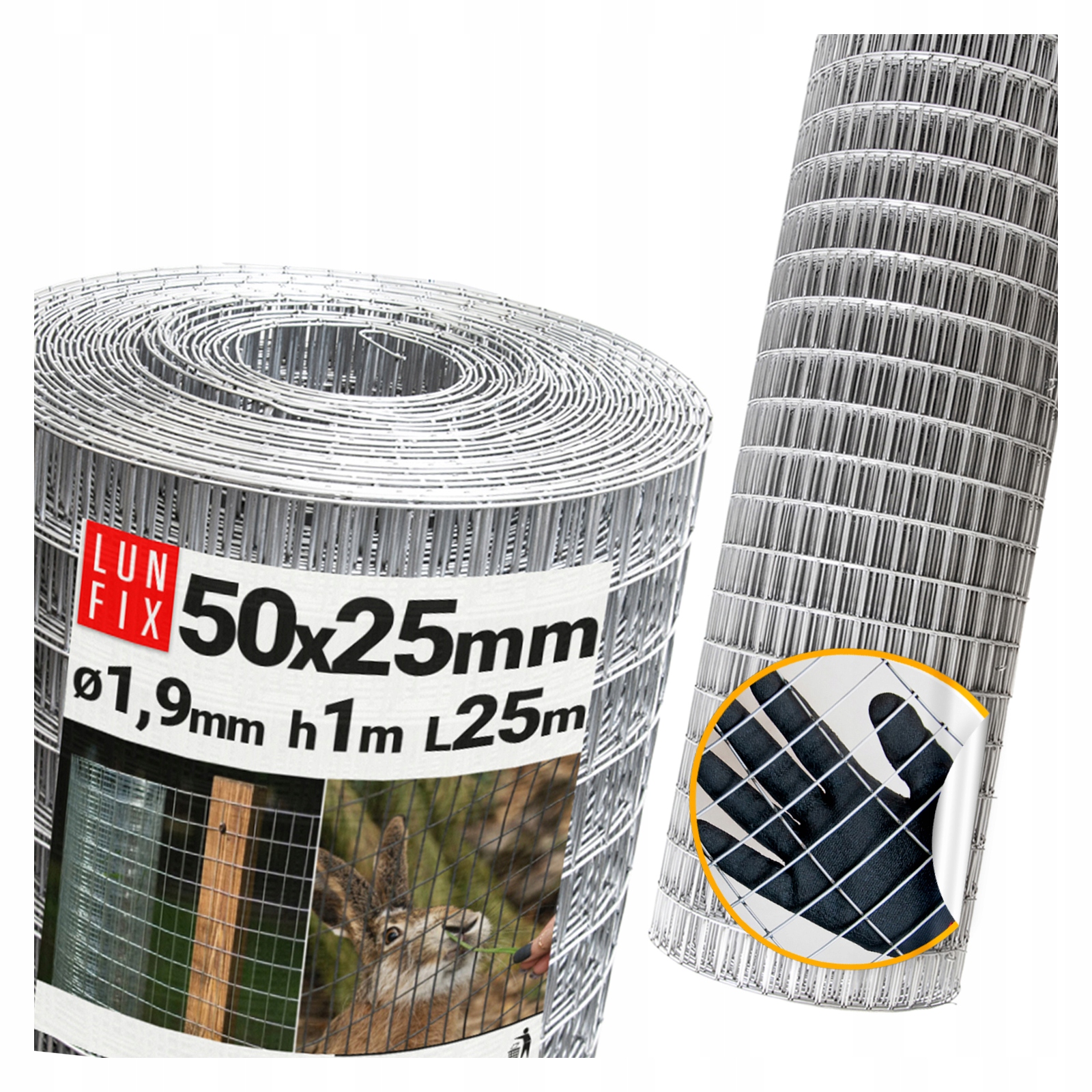 Svařovaná síť stříbrná pozink 1 m drát 1,9 mm očko 50x25 mm 25 m