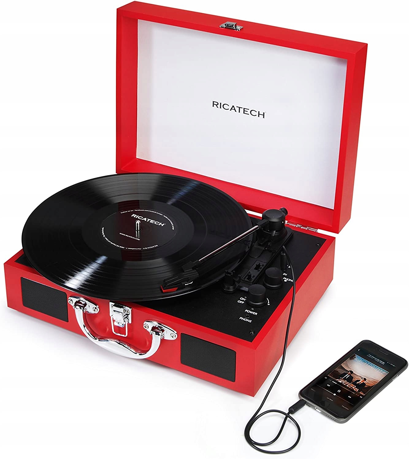 Gramofon Retro Advanced RTT21 Ricatech czerwony Kolor czerwony