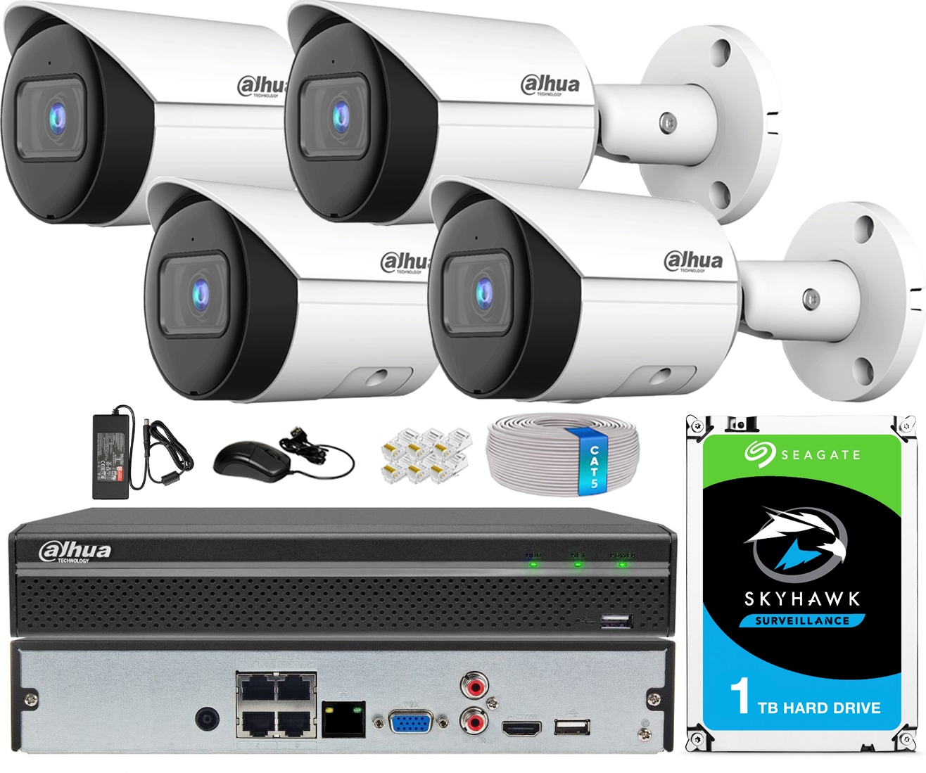 Monitorovanie Ip Dahua 4 kamery IPC-HFW2441S-S-0280B 4Mpx Wizsense rekordér