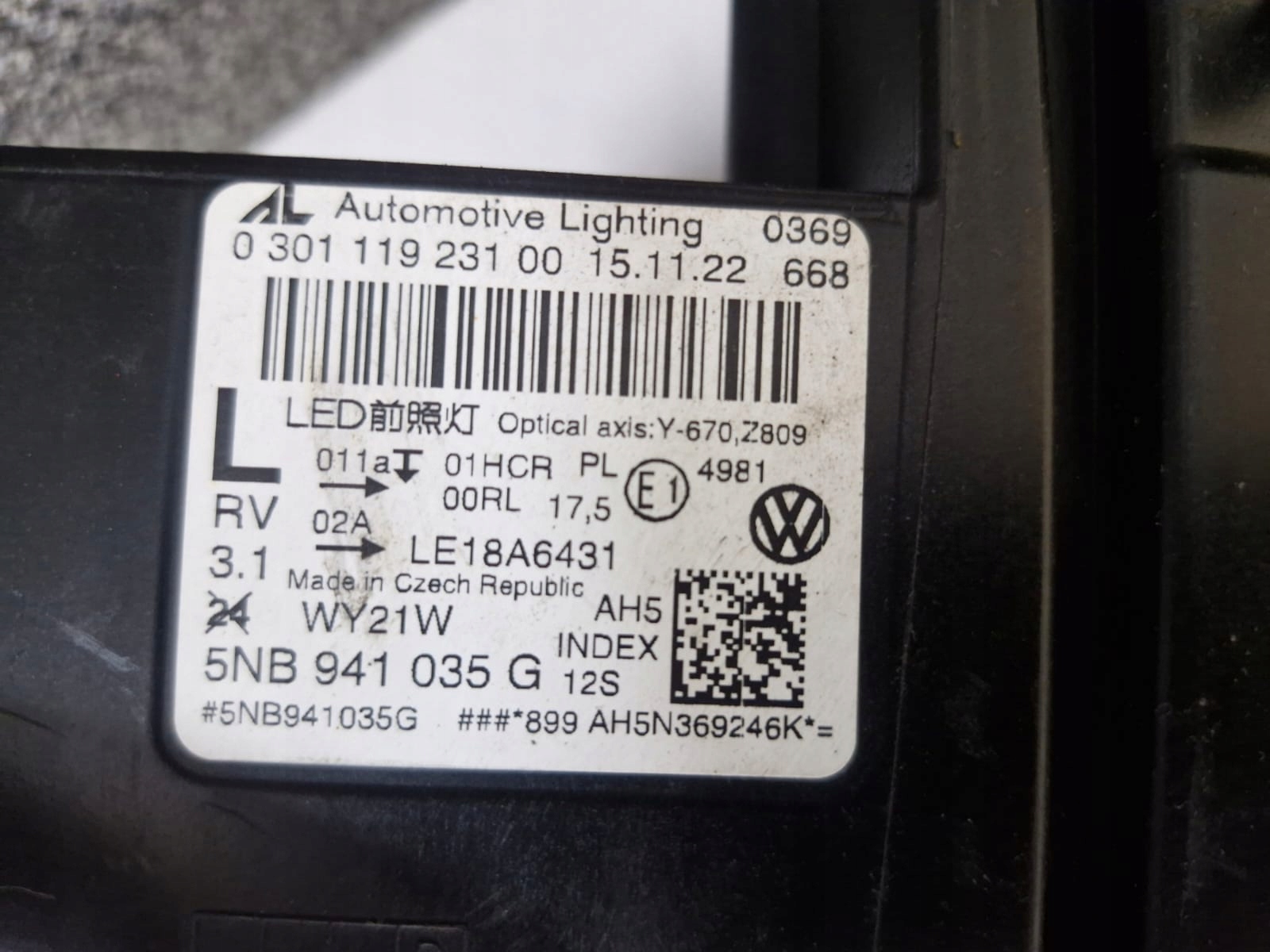 light left VW Tiguan II LIFT FULL LED Zwykly LED