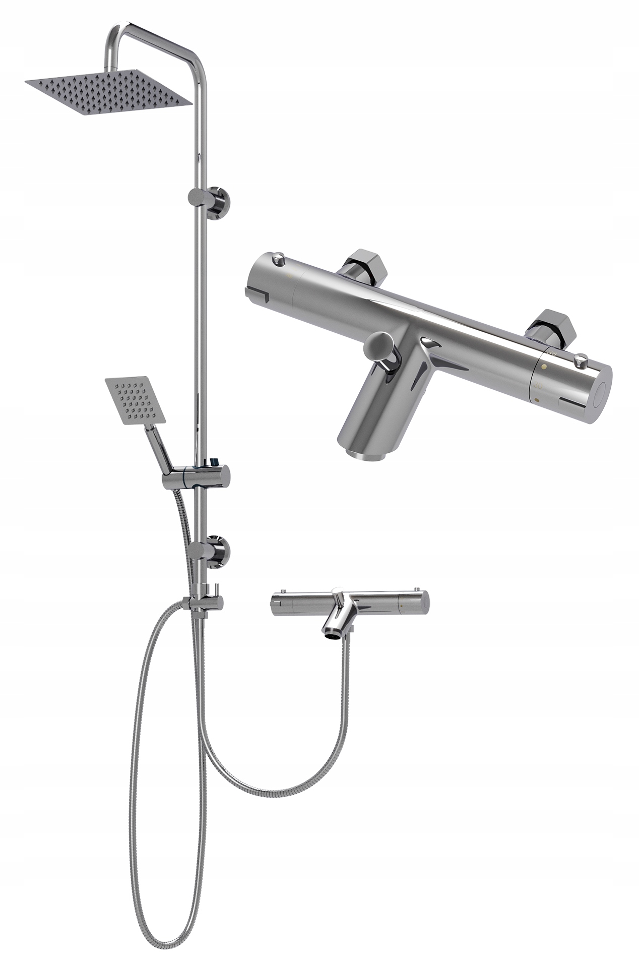 Vaňovo-sprchový Set, Termostatický Kohútik, Dažďová Sprcha, Kúpeľňa, Laton