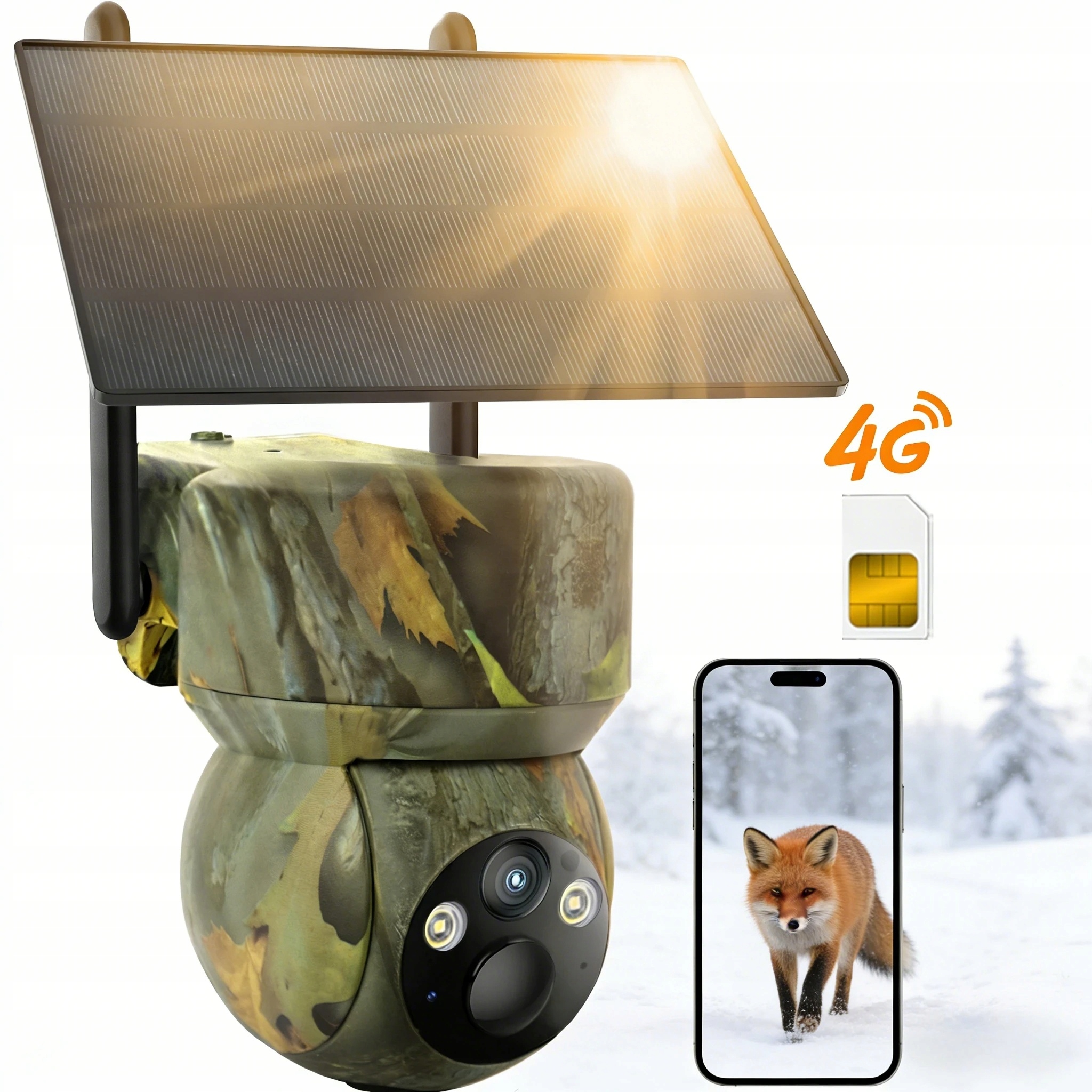 Mobilní kamera 4G Lte napájená solární energií s Sim kartou Kamera 360°