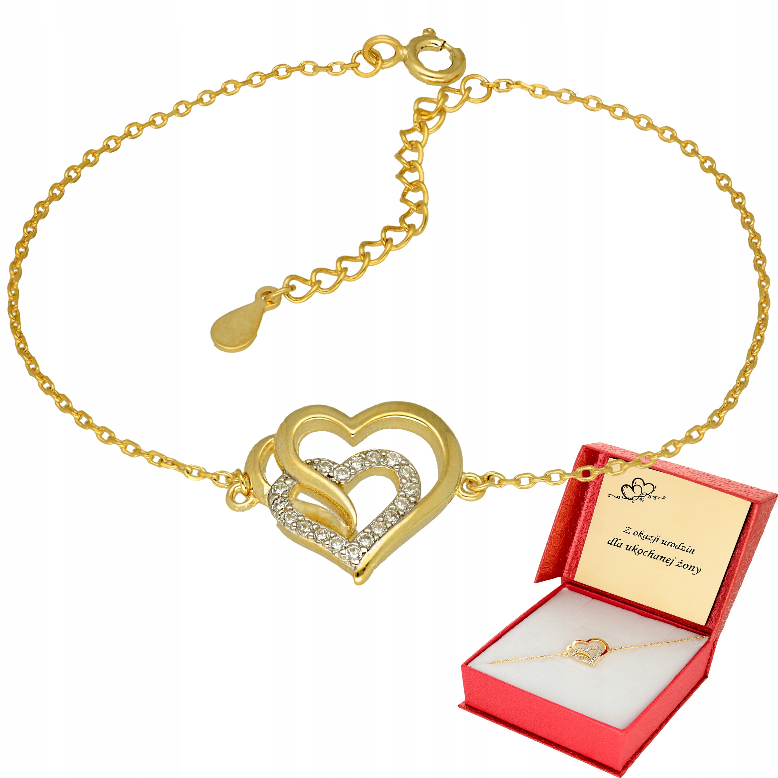 

Złota Bransoletka Serce Dla Kobiety 925 Grawer