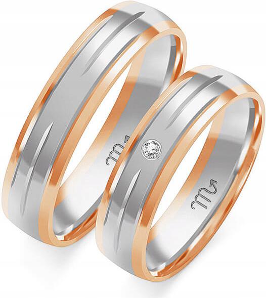 Svatební prsten z bílého zlata 585, 11 12 13, jedinečný vzor gravírování 14kt