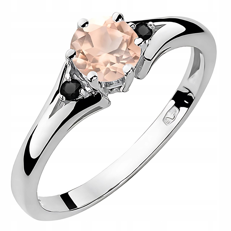 Złoty Pierścionek pr. 585 z Brylantami 0,029ct i Morganitem 0,40ct 14k