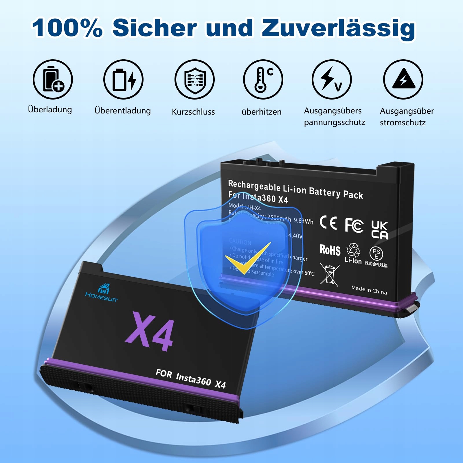 HOMESUIT Zestaw Akumulatorów 2500mAh i Ładowarka USB do X4 — miniatura 4