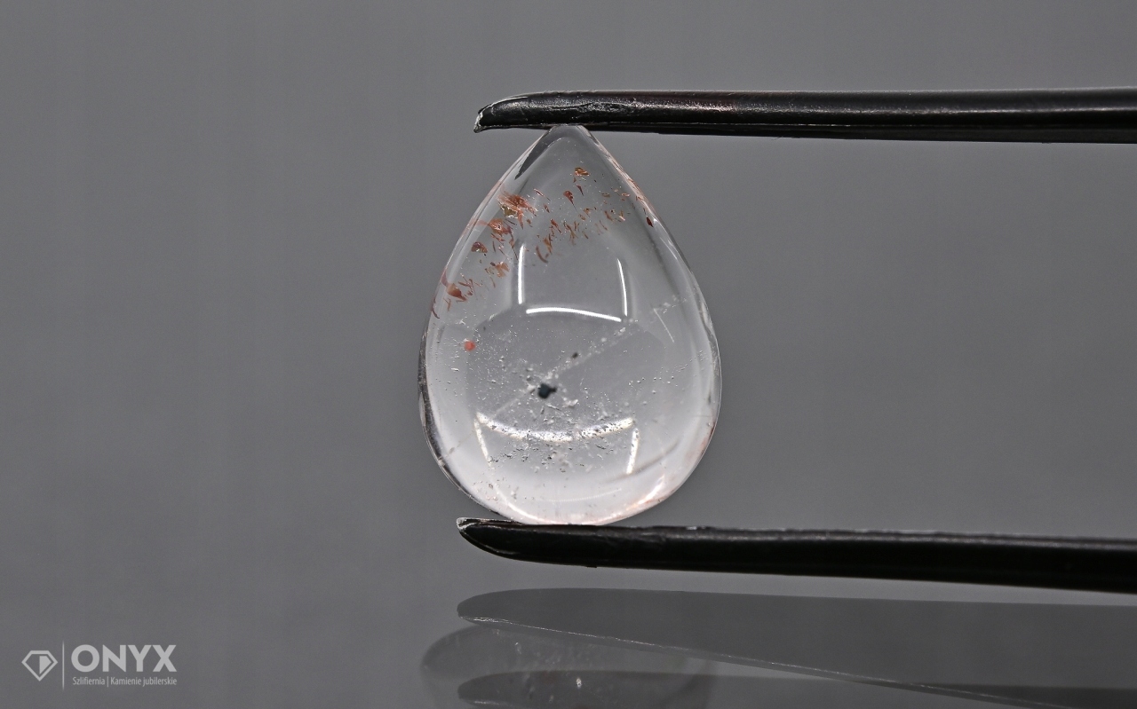 Jahodový křemen kabošon slza 13,5x10 mm