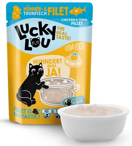 Levně Lucky Lou Extrafood Kuře a tuňák ve vývaru kapsička Set 12x70g