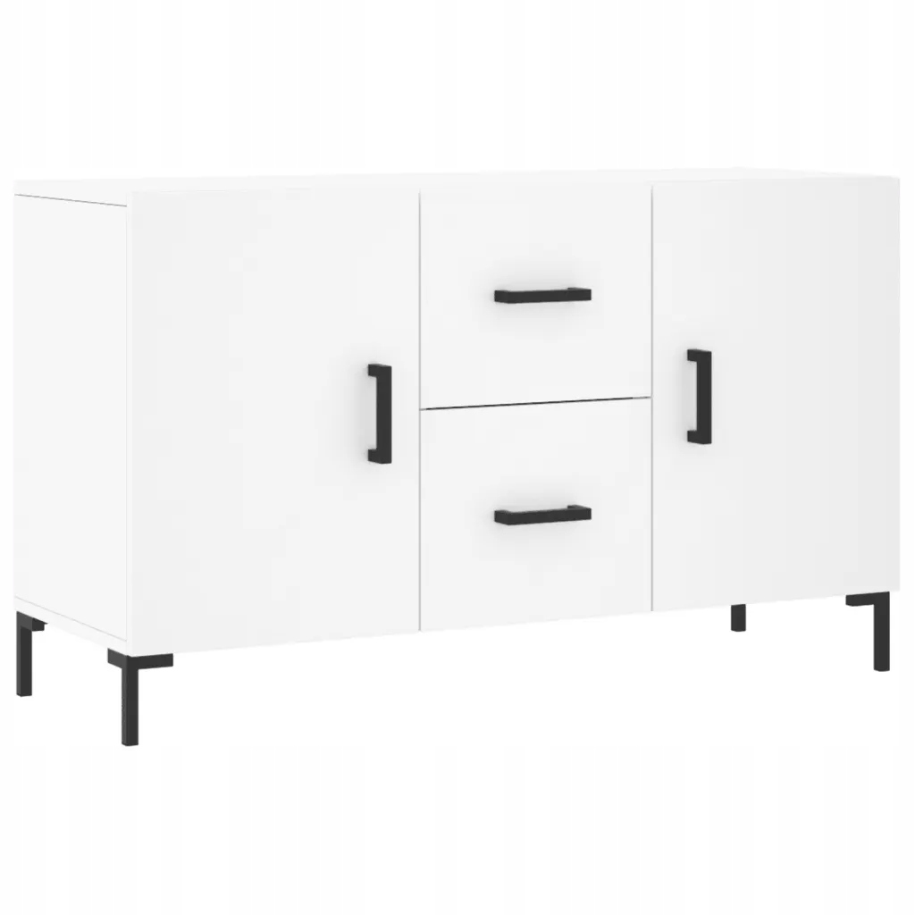 Skříňka z dřevěného materiálu s kovovými nohami, bílá, 100x36x60 cm