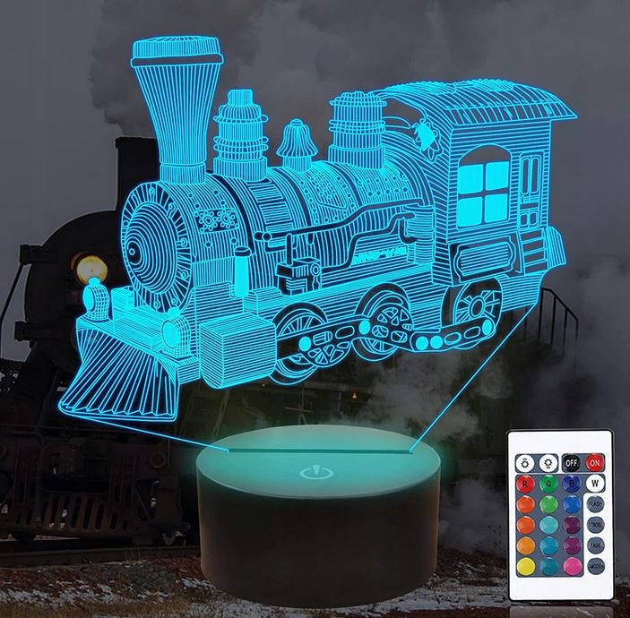 

Lampa 3D Led Usb Parowóz Kolejka Nocna dla Dziecka