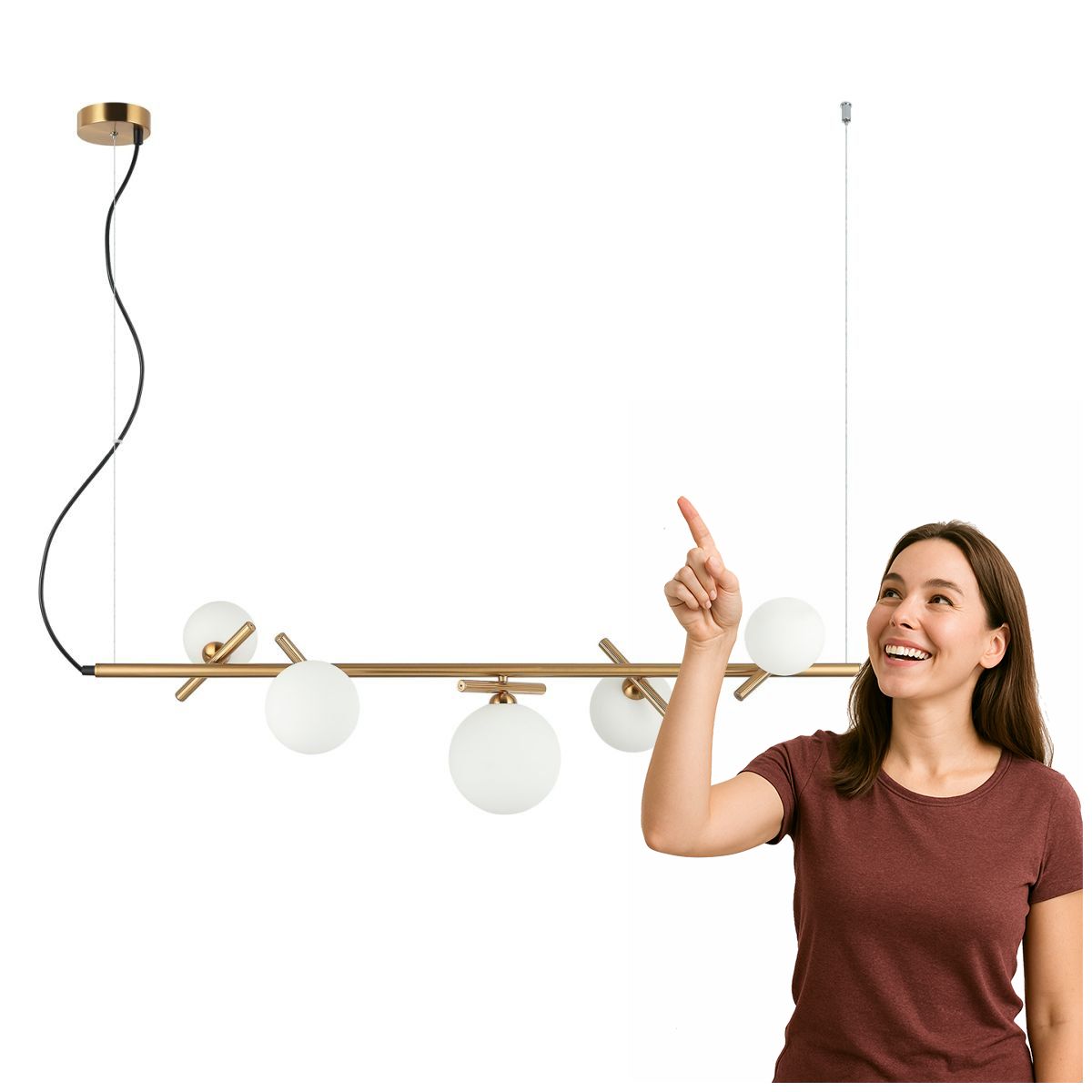 Lampa wisząca Reverso mosiężna do salonu i jadalni Italux