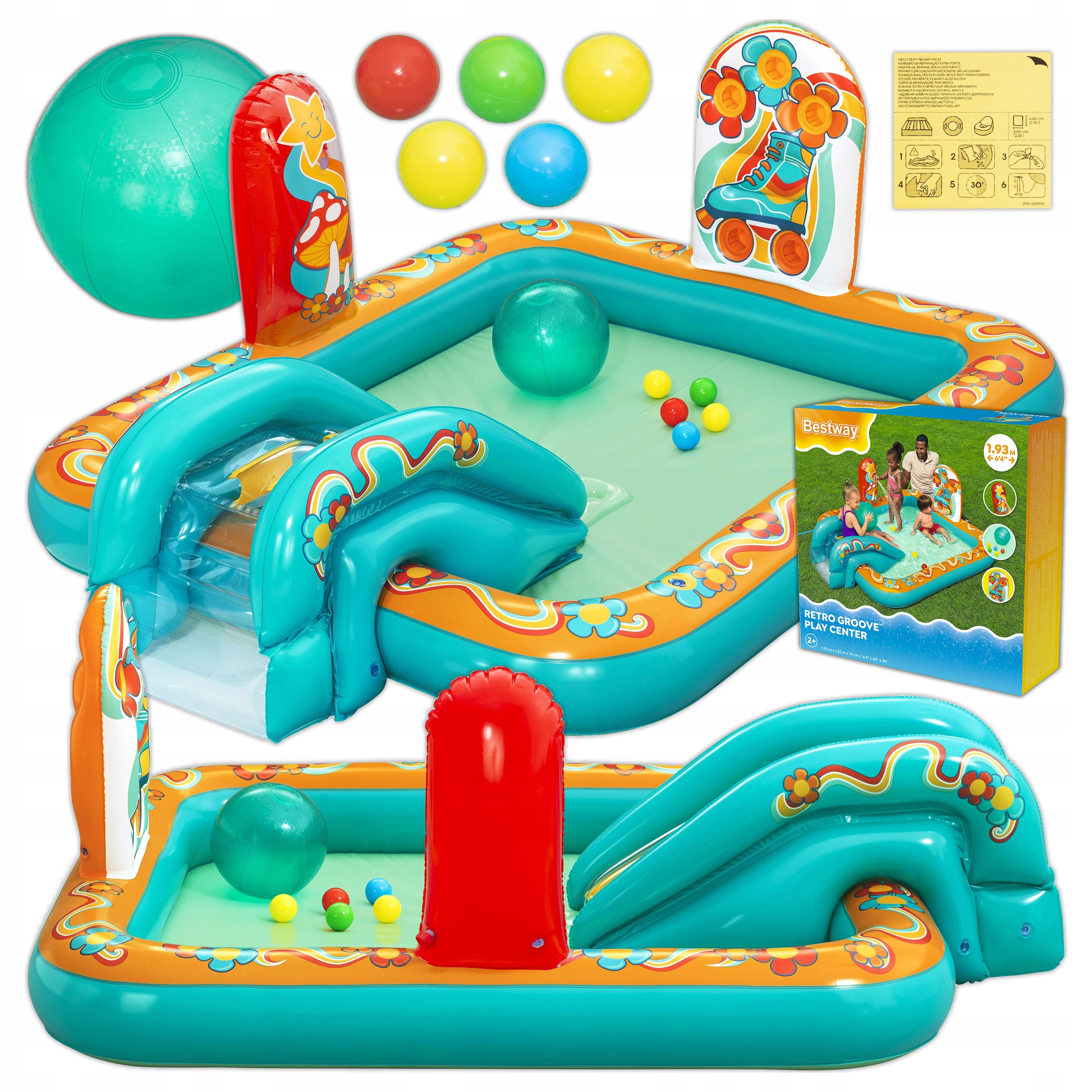 Bazén Se Skluzavkou Dětské Hřiště Nafukovací Zavlažovač Míčky Bestway 53164