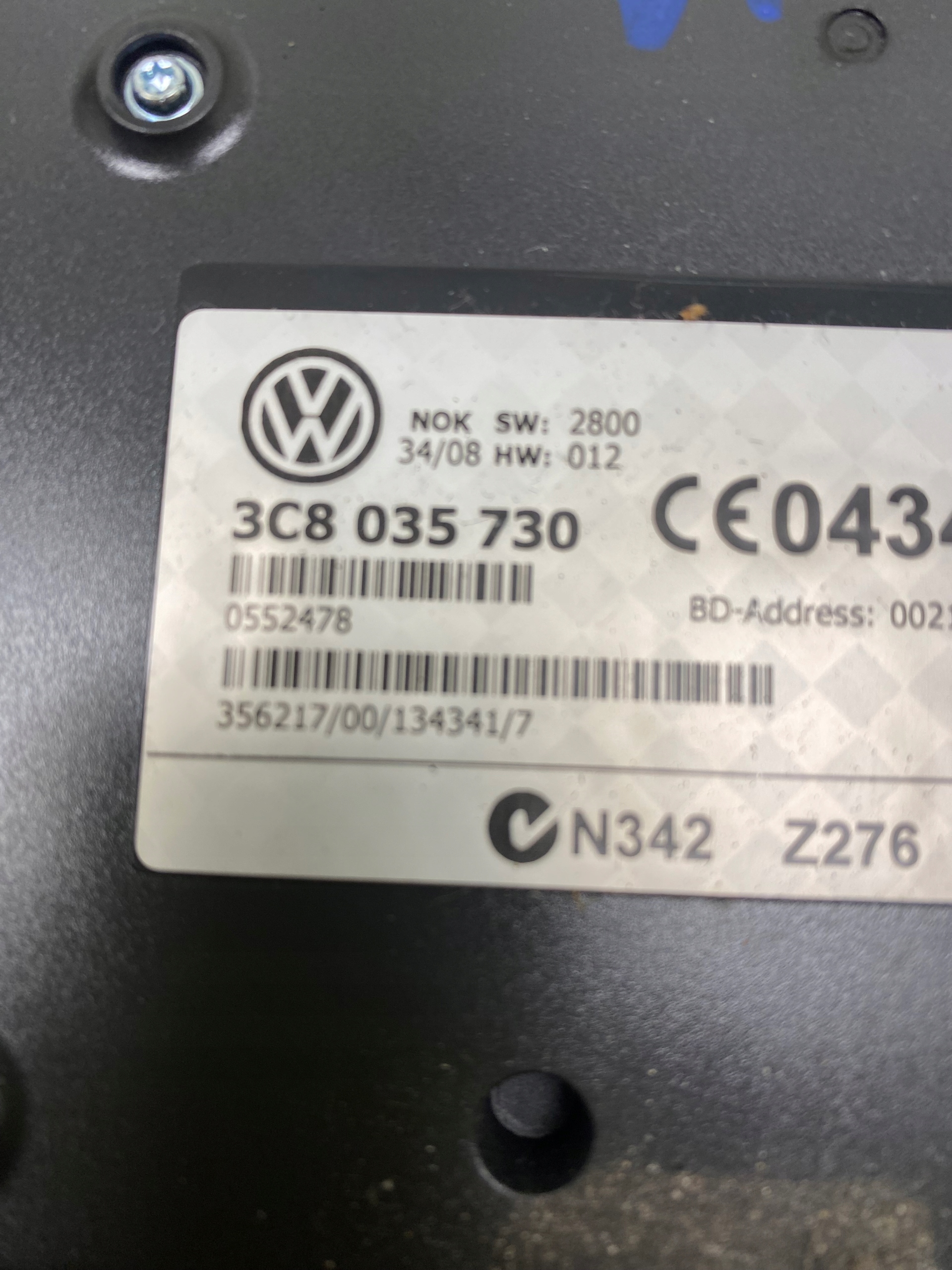 VW GOLF VI HB comfort control unit BLUETOOTH 3C8035730