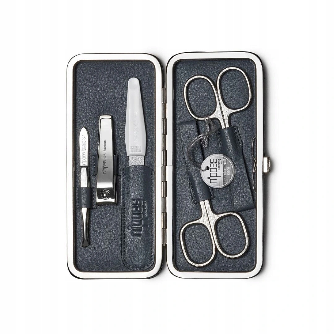 Nippes Solingen Dámská kožená sada na manikúru Raute č. 1035 šedá