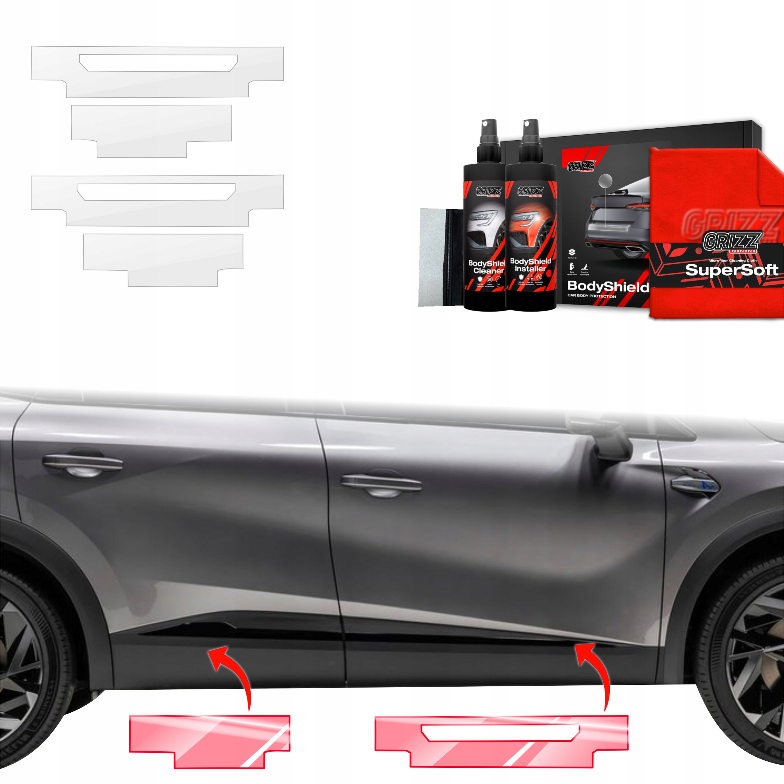 4v1 Fólie Ppf dýha na prahy pro Renault Captur (2024-2025) Grizz