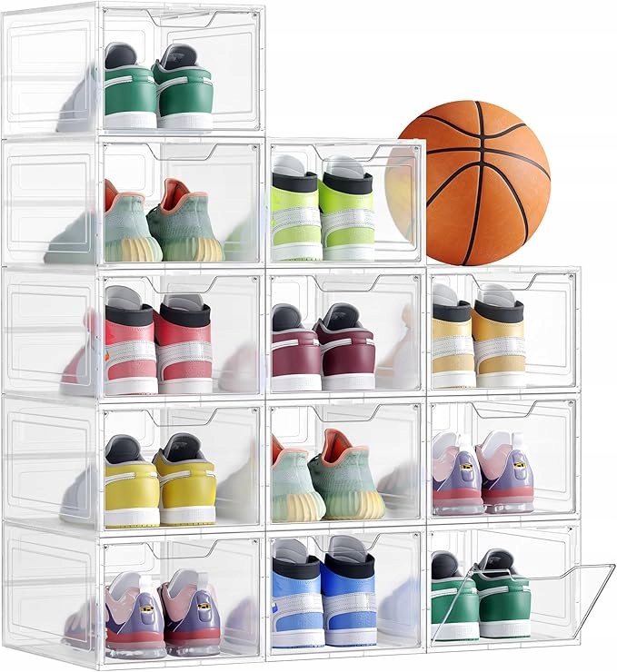 Průhledné krabice na boty Songmics 12 kusů s dvířky, velikost vel