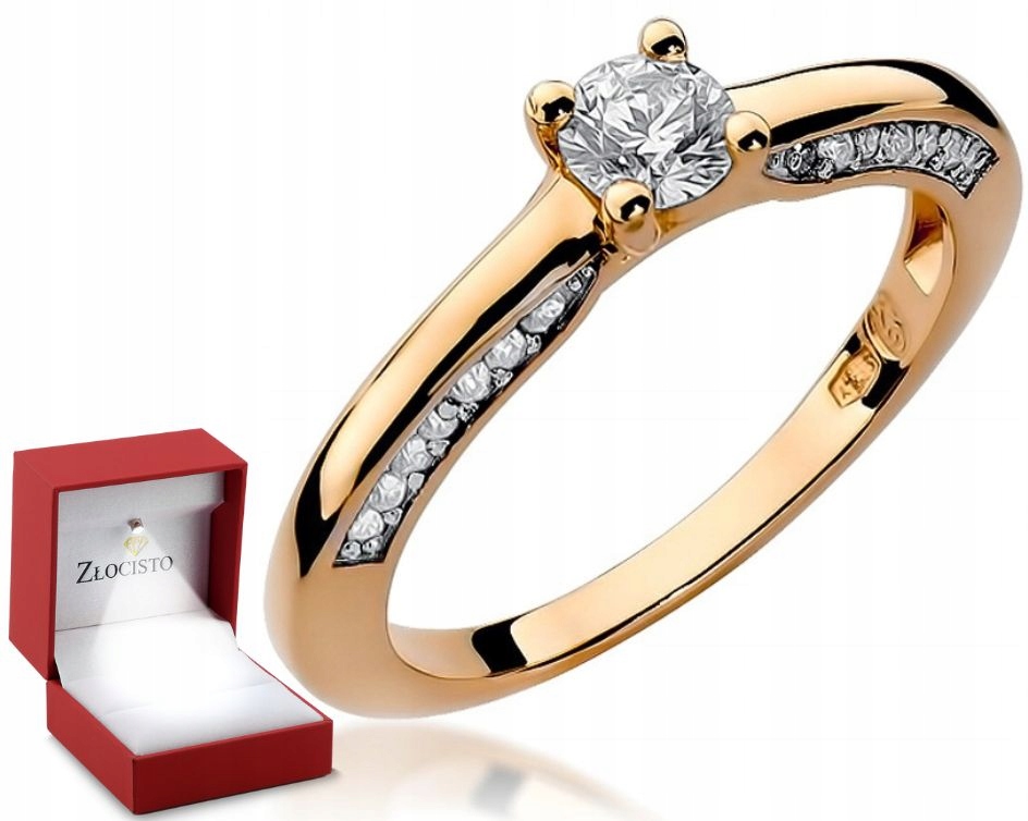 Růžové zlato prstýnek s briliantem 0,44CT Gravírování