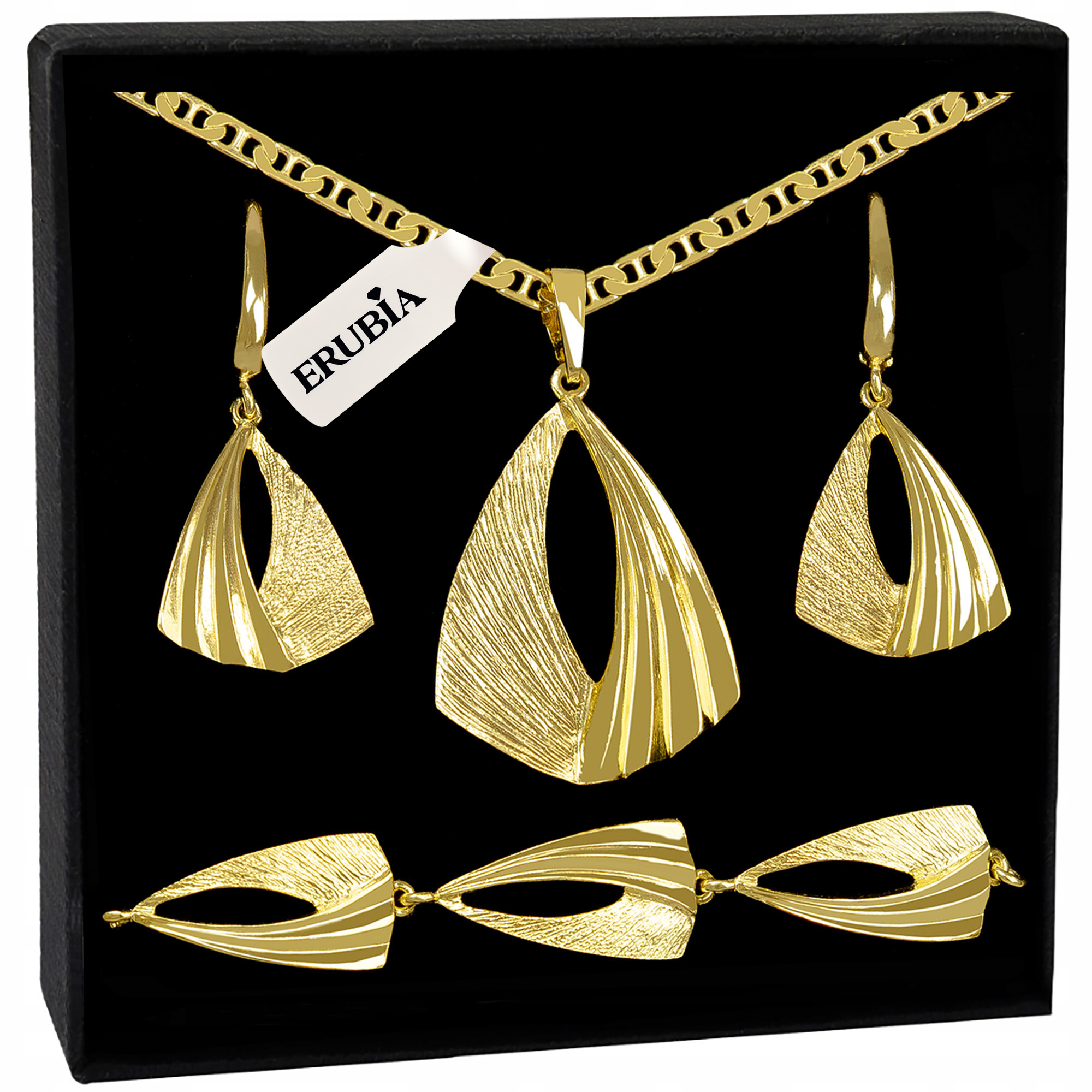 Zlatý Komplet Šperků Náhrdelník 925/585 Stříbro Pozlacený Náramek 45 CM