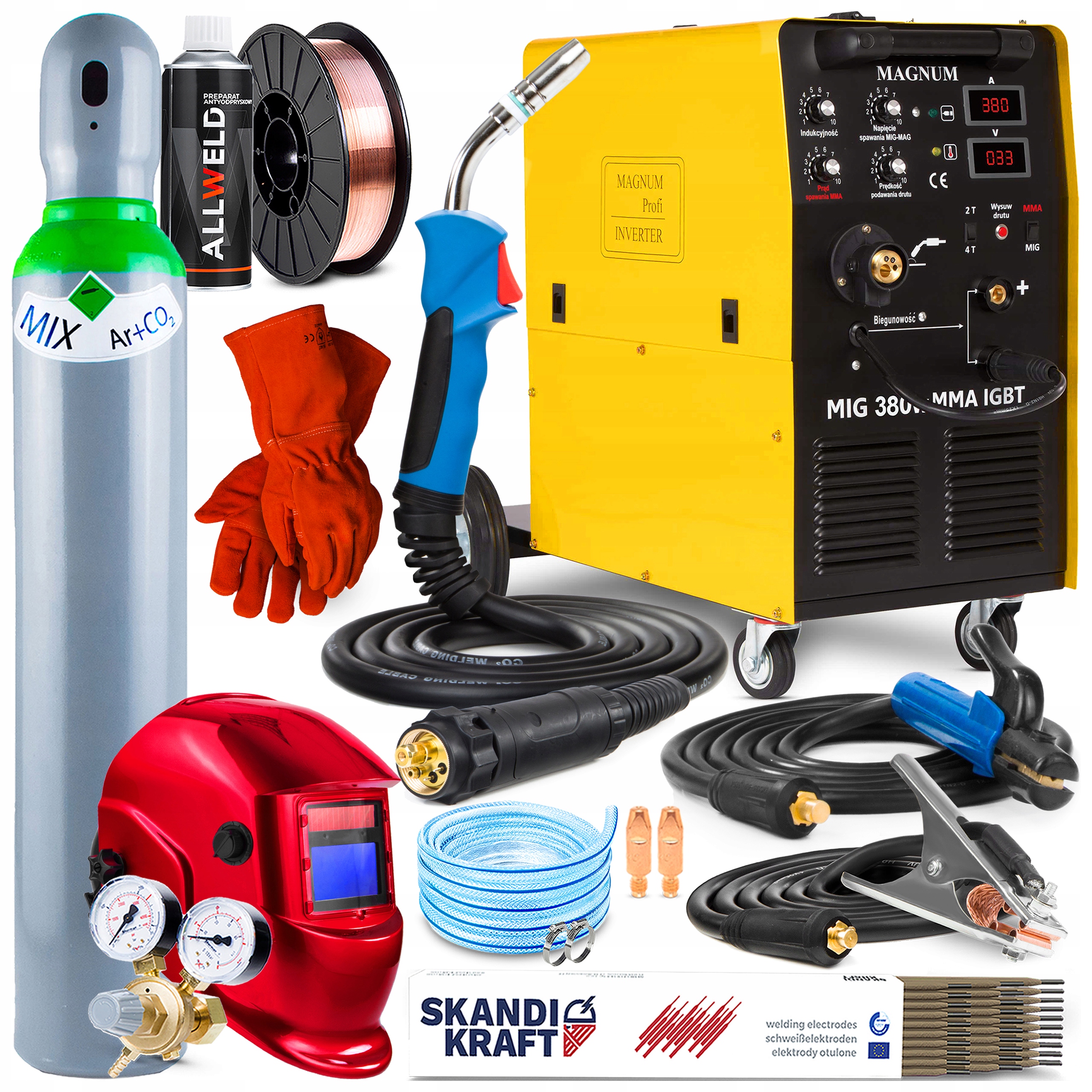 Svařovací Stroj Migomat Magnum Mig 380W Mma Igbt 400V 370A Alu 4X4 Lutosvařování