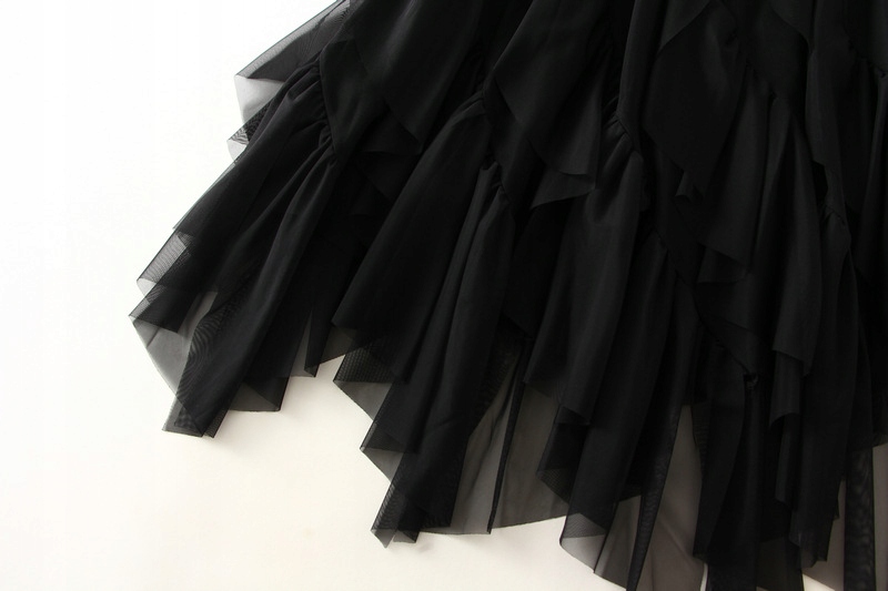 DAMSKA SPÓDNICA TIULOWA DŁUGA FALBANY MIDI Linia regular