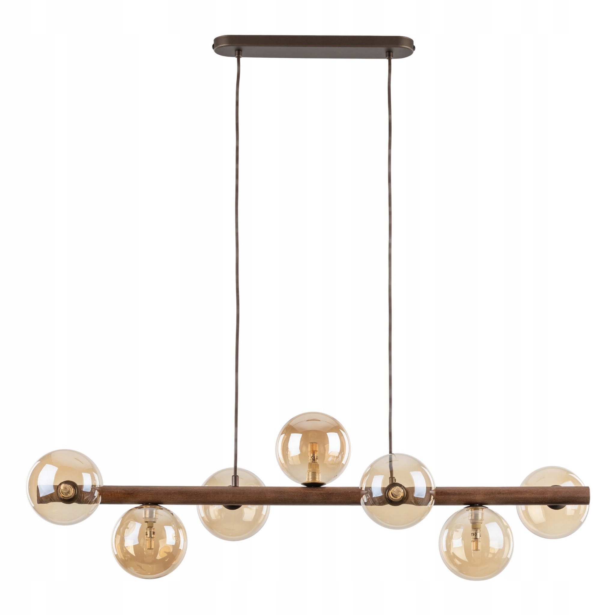 Lampa sufitowa wisząca beżowa do sypialni salonu z drewnem loft Estera Wood