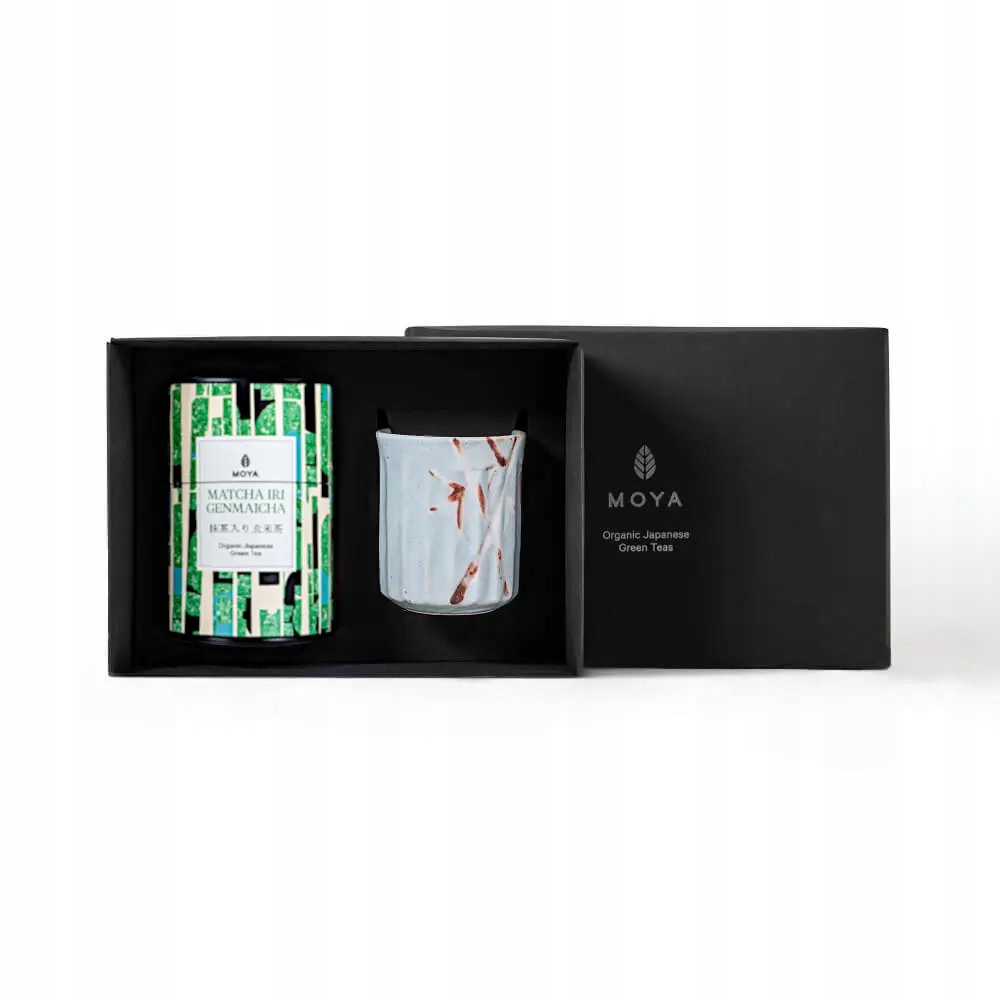 Levně Sada organického zelený čaj Moya Iri Genmaicha a hrnku Take