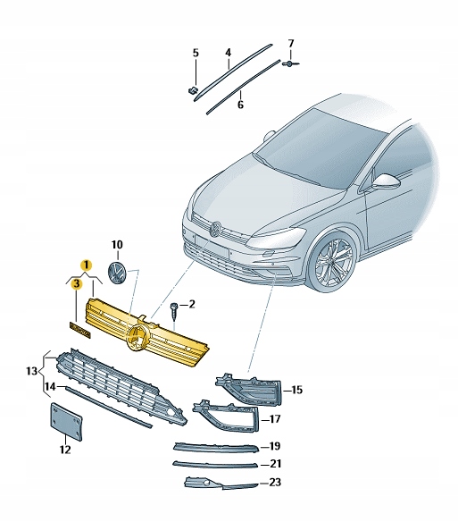 решетка радиатора vw GOLF VII 5G0853651CC