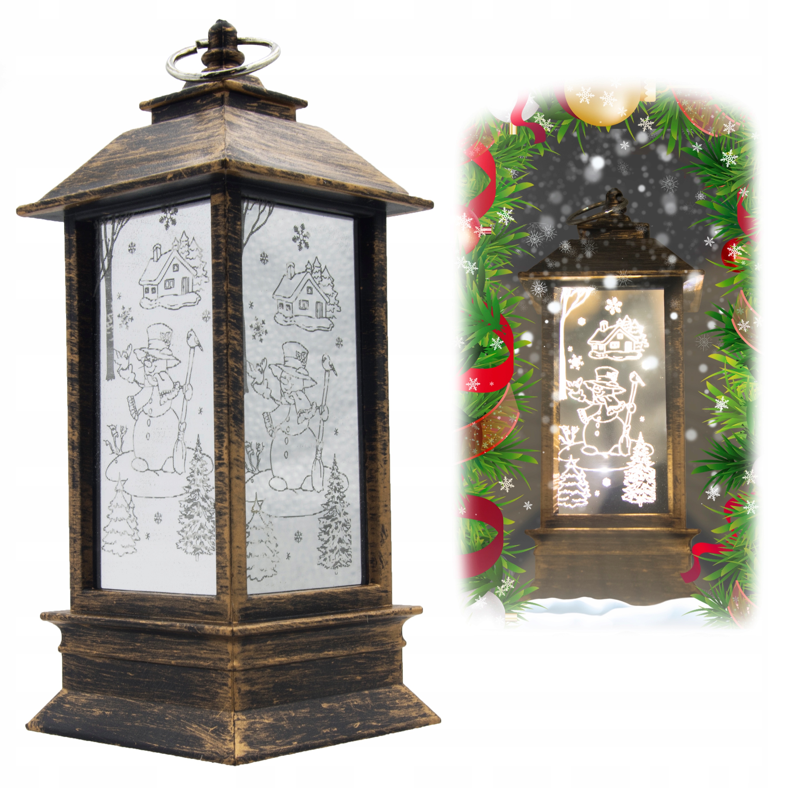 ŚWIĄTECZNA LATARENKA DEKORACJA LAMPION LED ŚWIĘTA