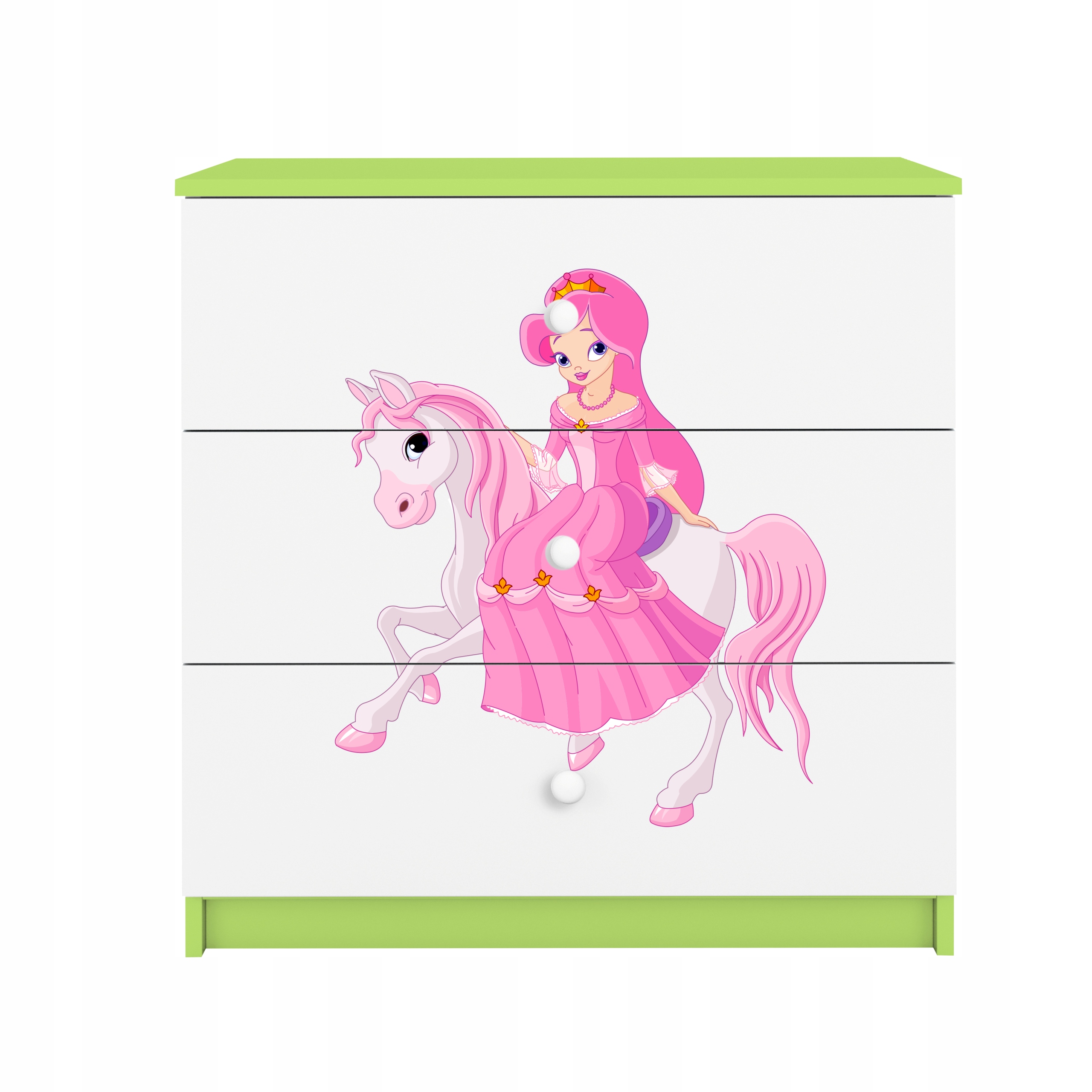 Komoda Babydreams zelená grafika princezna na koni 80 cm