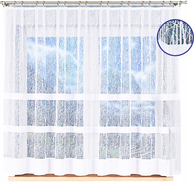 Krátká Záclona 550x160 Pruhy Pokoj Kuchyně Klasická Žabky Bílá