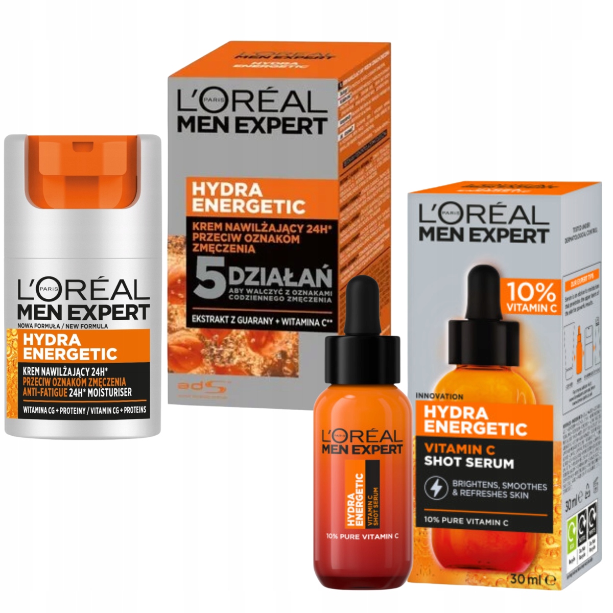 L'Oréal Men Expert Hydra Energetic Krémové sérum na obličej s 10% vitamínů 30 ml