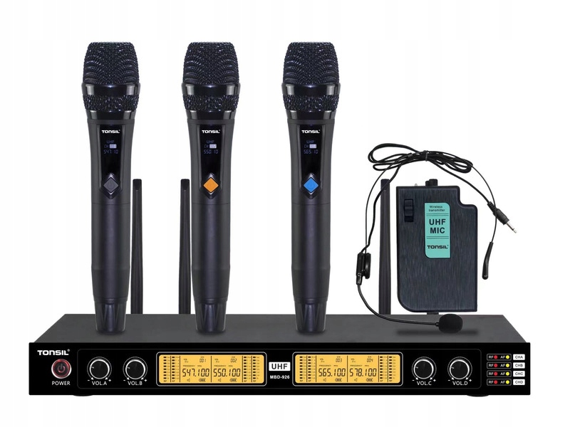 Tonsil MBD 926 system bezprzewodowy zestaw 3x mikrofon ręczny 1x nagłowny