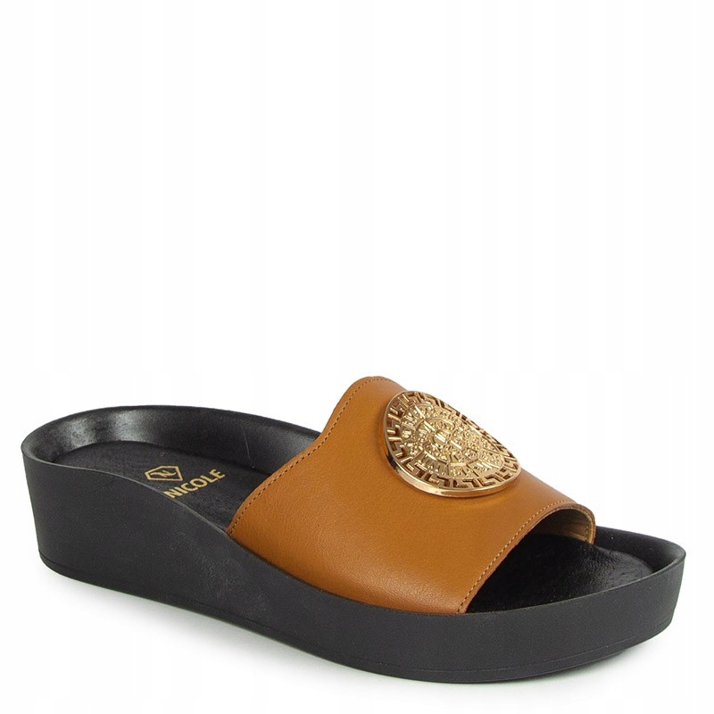 Nicole 2920 Hnědé Kožené Nazouváky 40