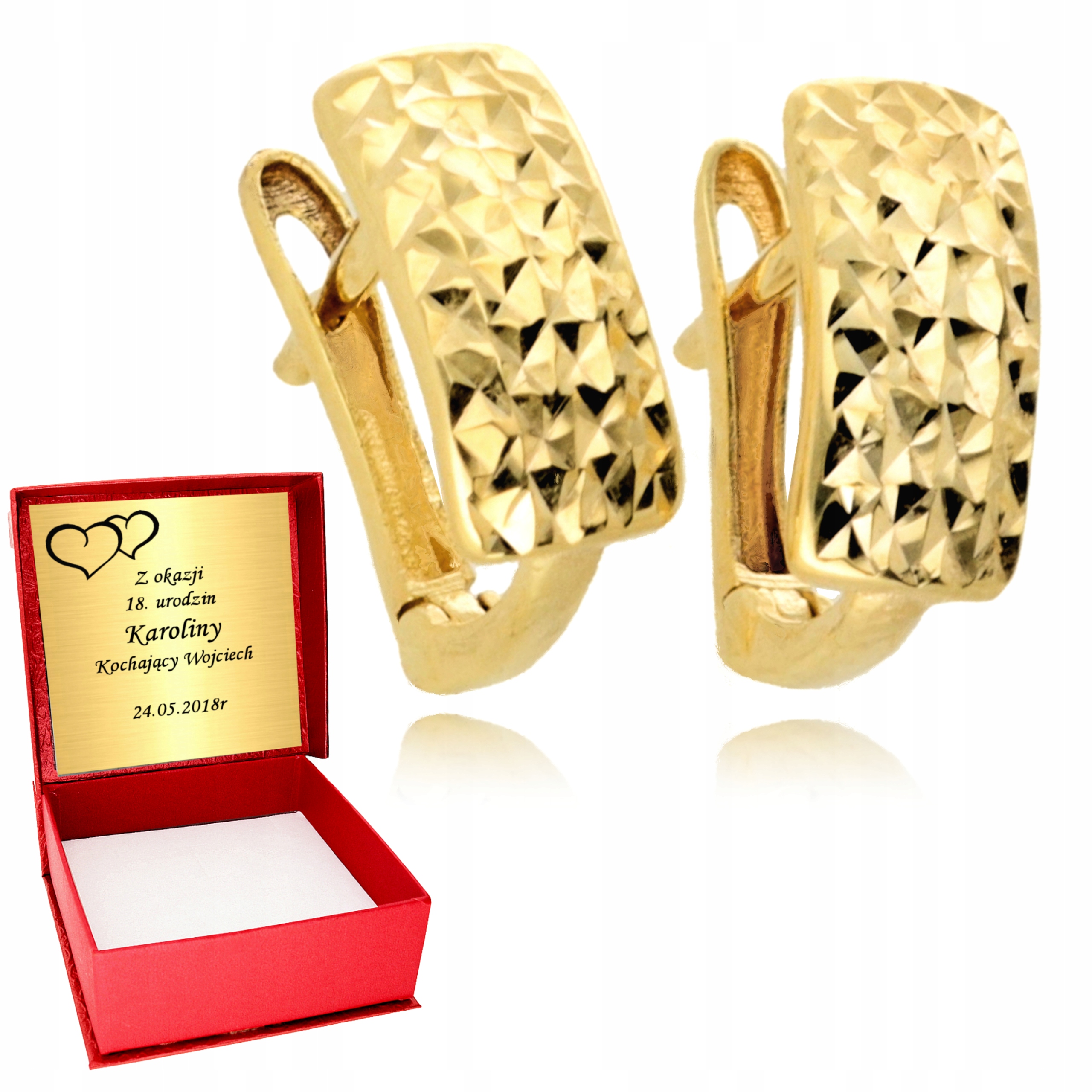 

Złote Kolczyki Angielskie dla kobiety Złoto Grawer