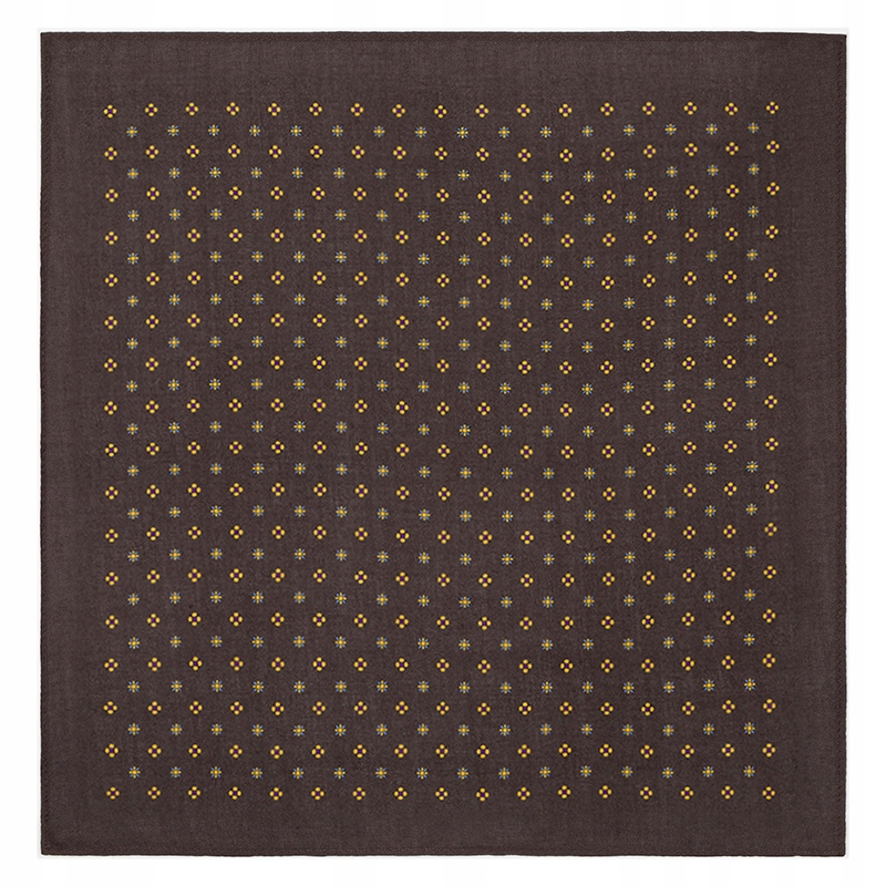 Hnědý bavlněný pánský kapesníček s mikrovzorkem Pako Lorente One Size