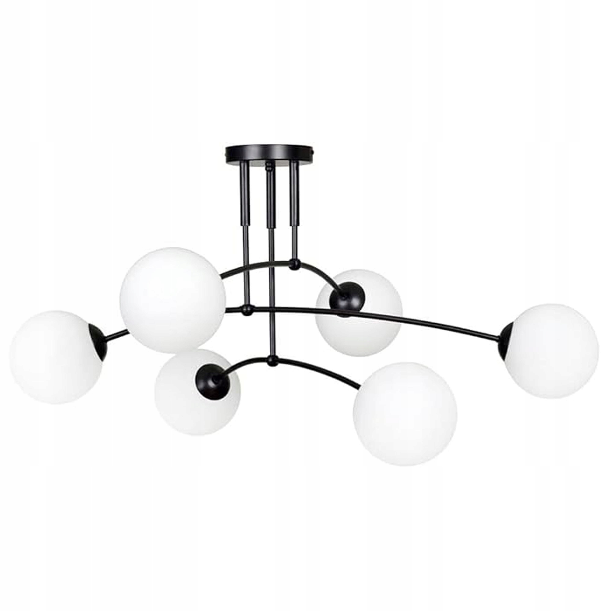 Závěsné stropní svítidlo černá, bílé koule, moderní, elegantní