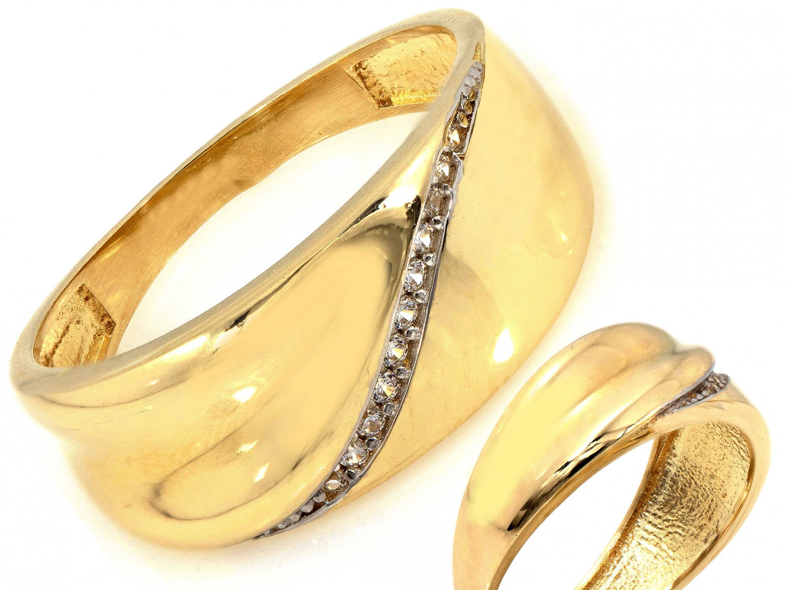 Zlatý prsten 585 14kt prstýnek ve vlnce, 3.22 g