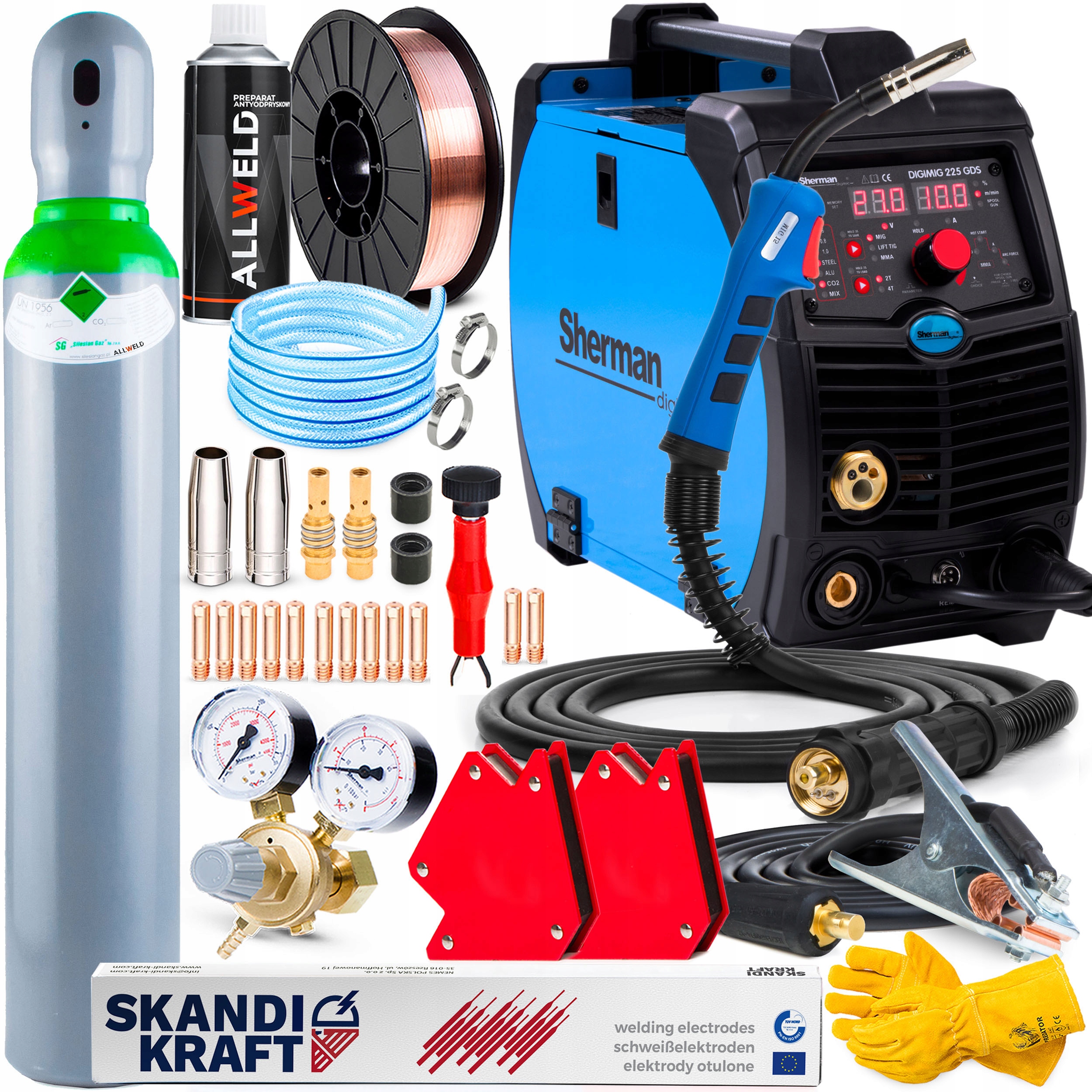 Invertorová Svářečka Sherman Mig 225 Gds Mma Tig 230V Igbt Alu Syn