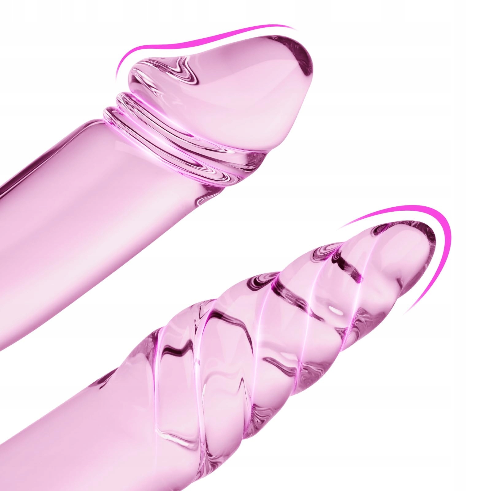 ROLUCK Szklany Dildo Podwójny Kryształowy Penis Analny — miniatura 2