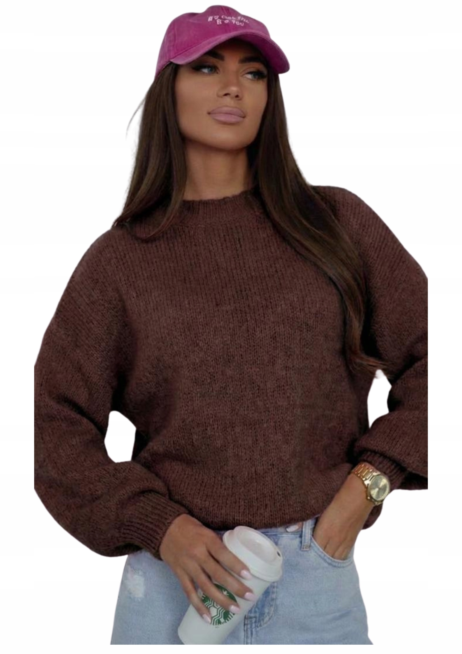 Dámský svetr s mohérem Me Gusta, hnědý