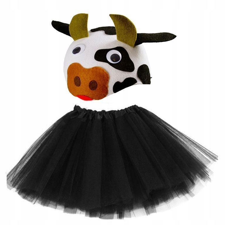 CZAPKA + SPÓDNICZKA STRÓJ KRÓWKA KROWA 10-16L