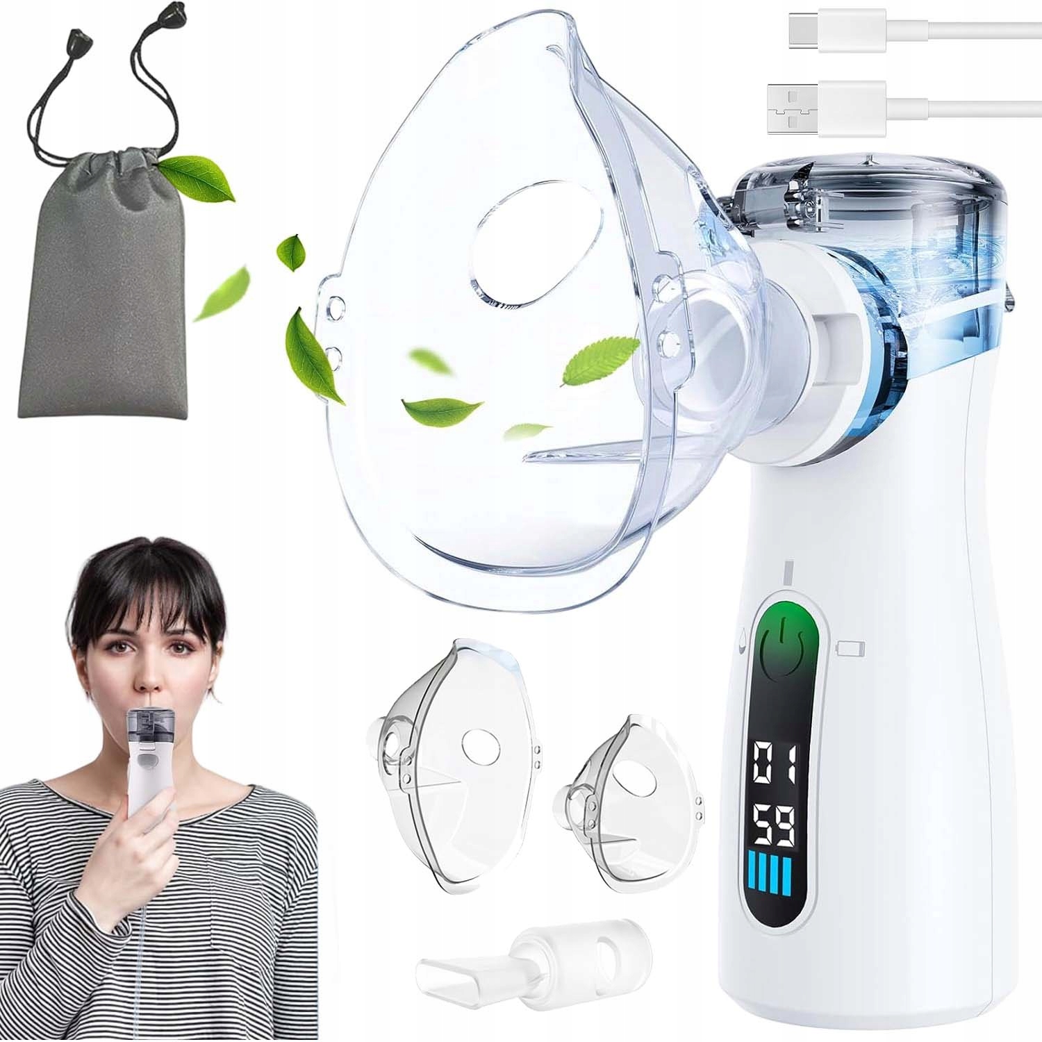 Inhalator Siateczkowy Przenośny Na Akumulator Dla Dzieci I Dorosłych Cichy