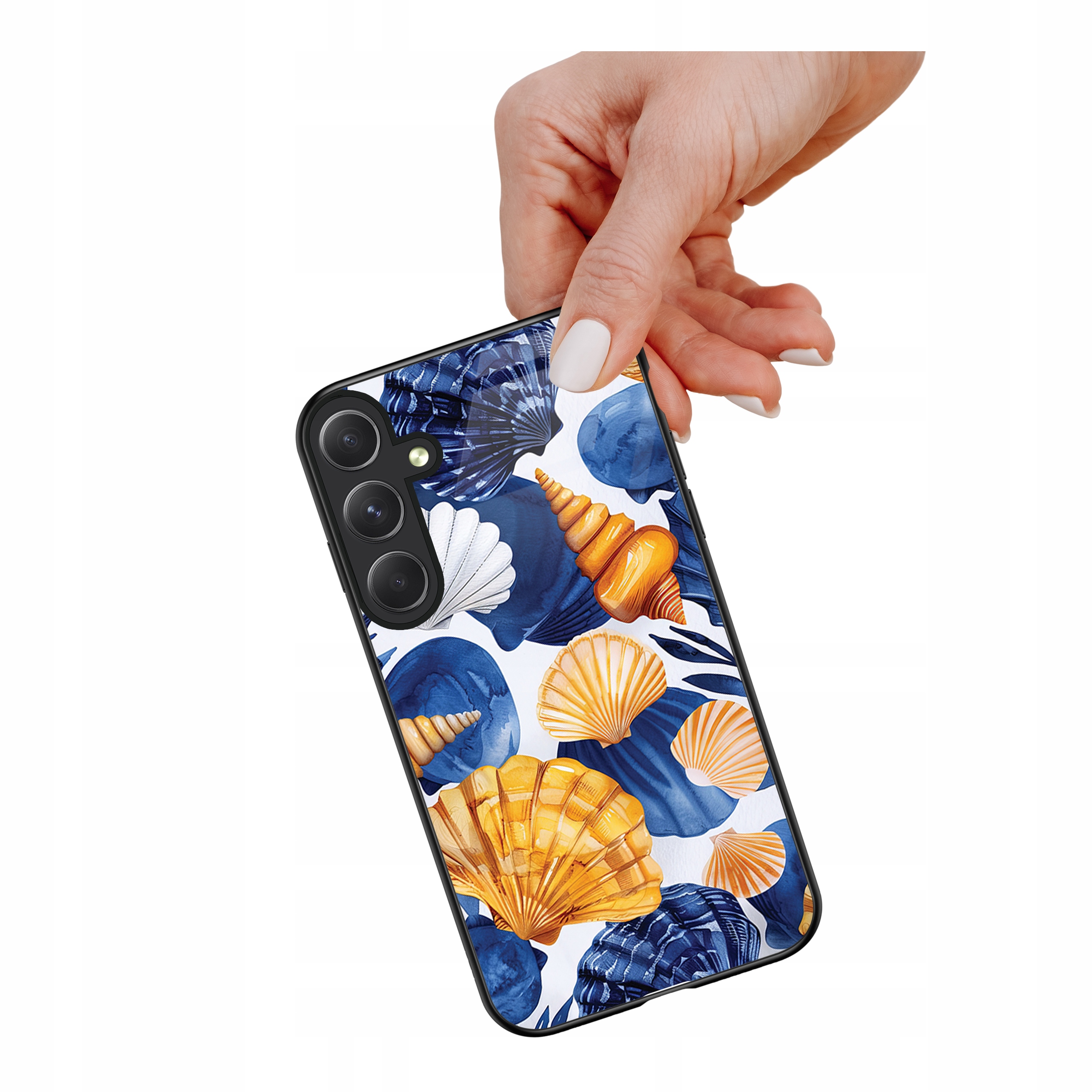 Etui szklane ceramiczne do Samsung Galaxy S23 Fe Muszelki blue