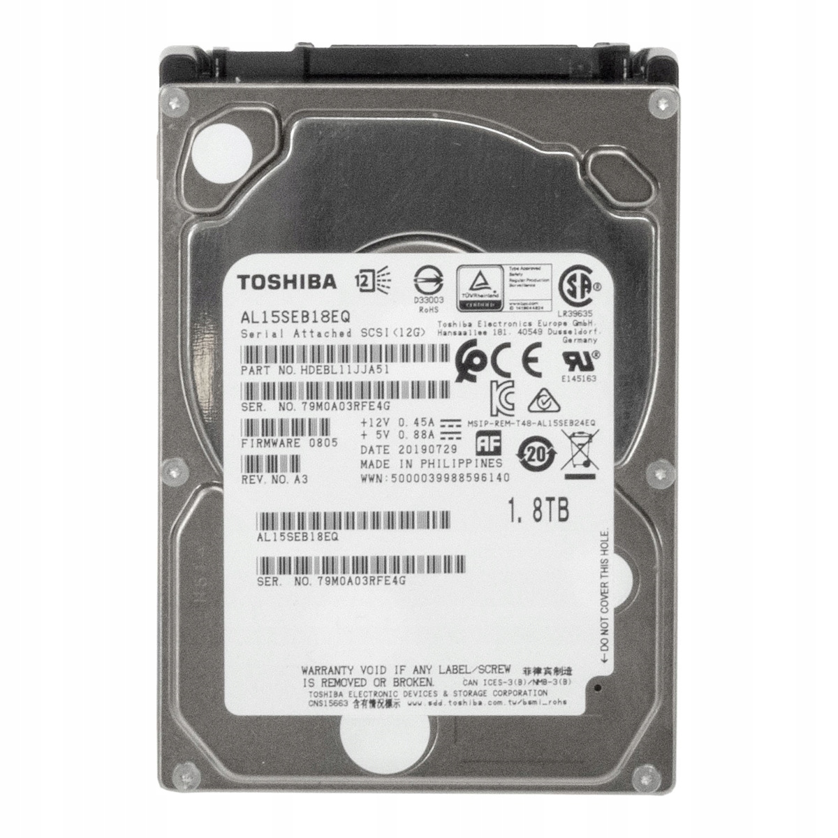 Toshiba 1.8TB 10K 128MB SAS-3 2.5'' AL15SEB18EQ
