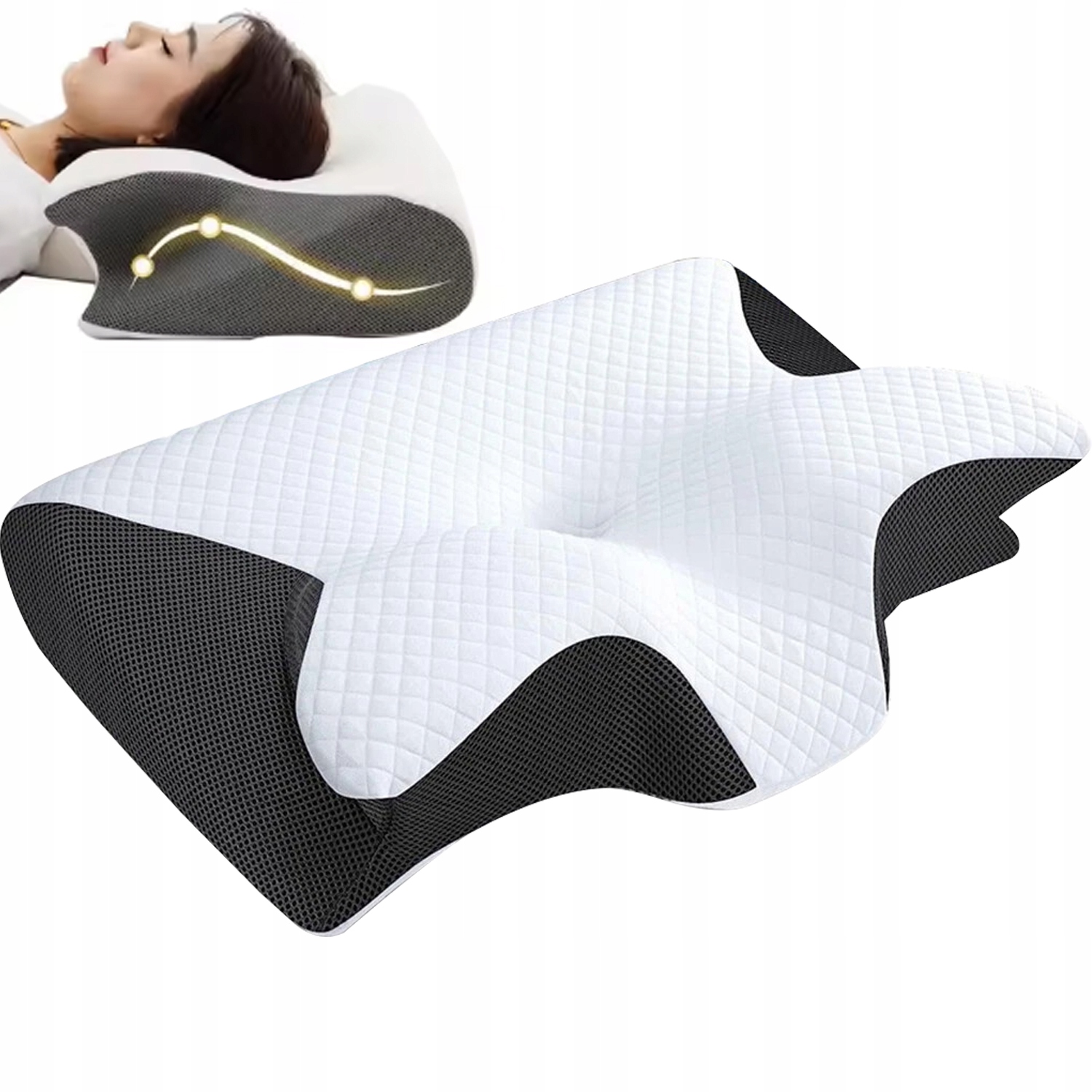 Poduszka Ortopedyczna Do Spania Na Brzuchu Plecach Boku Profilowana Pamięć