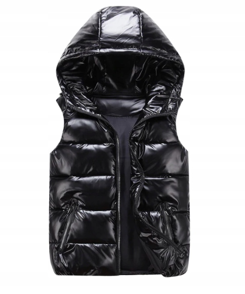 METALICZNA KAMIZELKA DZIECIĘCA BEZRĘKAWNIK KAPTUR