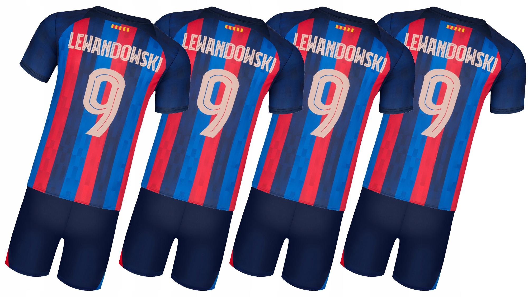 Strój Piłkarski getry LEWANDOWSKI 9 BARCELONA 170 Materiał dominujący poliester