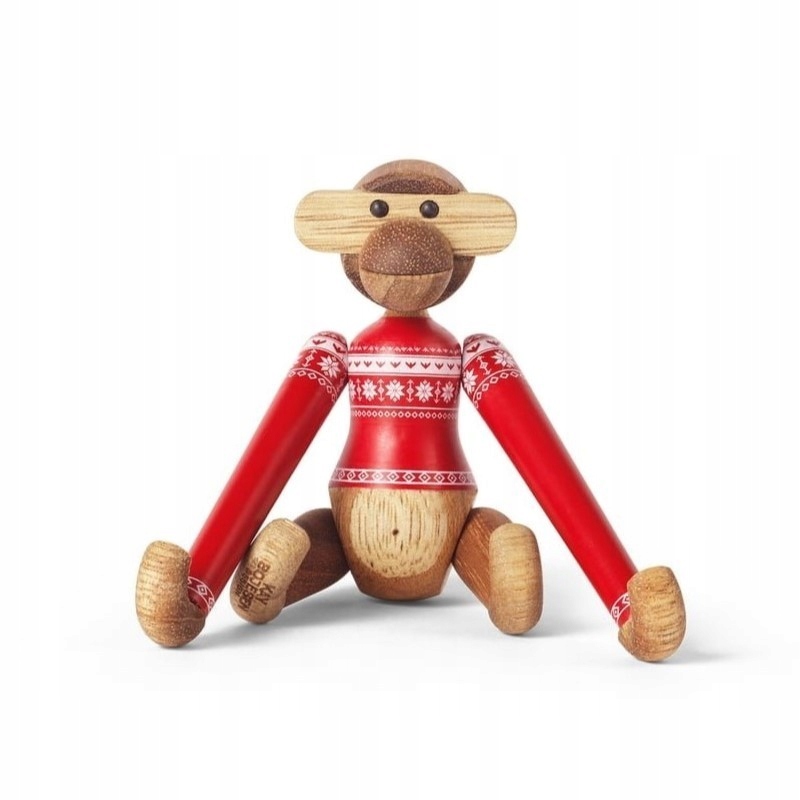 Kay Bojesen Dřevěná opička ve vánočním svetru 9,5 cm