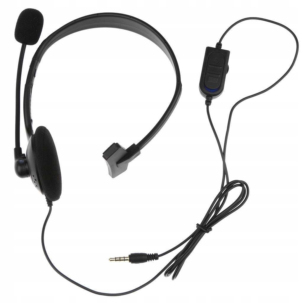 Słuchawka 3.5mm, stereo, nauszna, z mikrofonem.